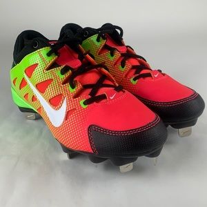Women’s Nike Hyperdiamond softball cleats size 6.5. Pink and green.